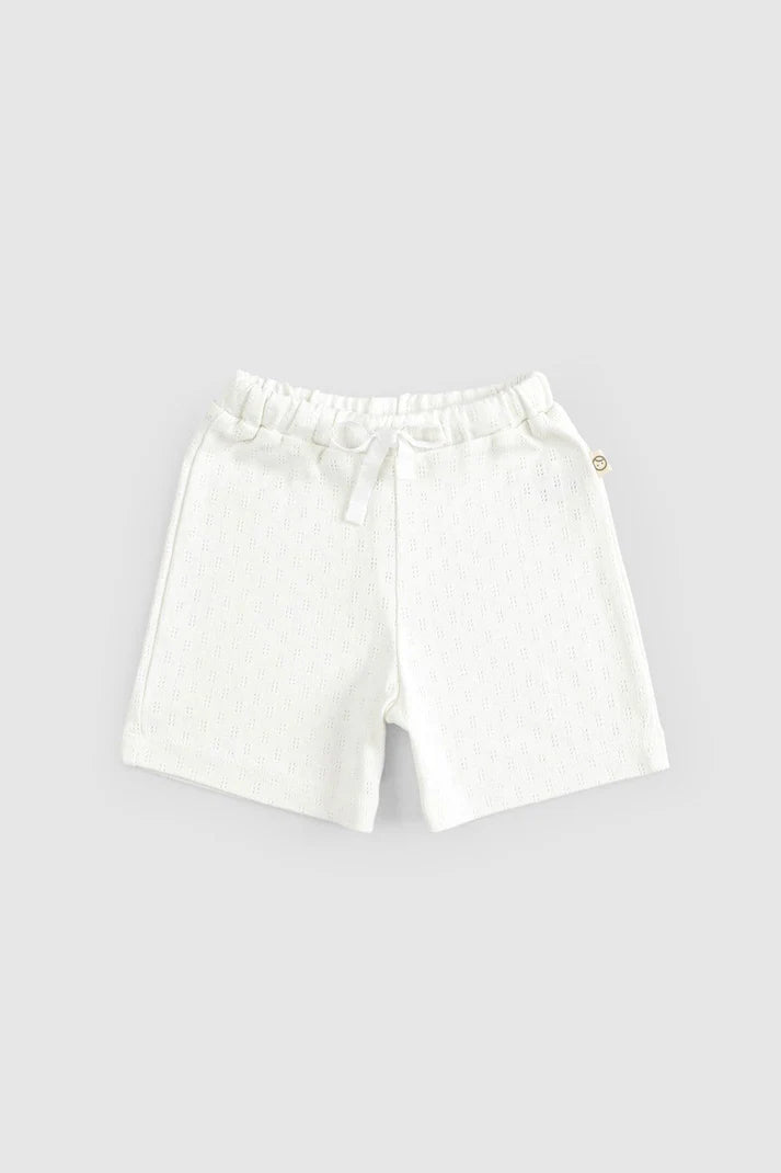 Organic Cotton Pointelle Baby Shorts Set - White