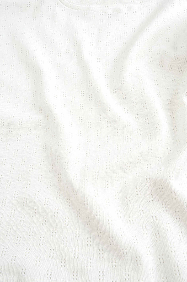 Organic Cotton Pointelle Baby Shorts Set - White