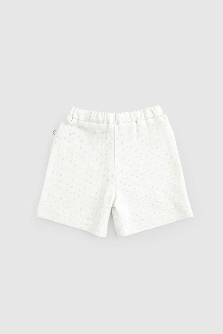 Organic Cotton Pointelle Baby Shorts Set - White