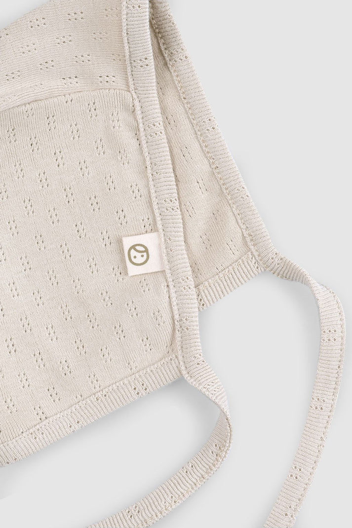Organic Cotton Pointelle Baby Hat - Beige