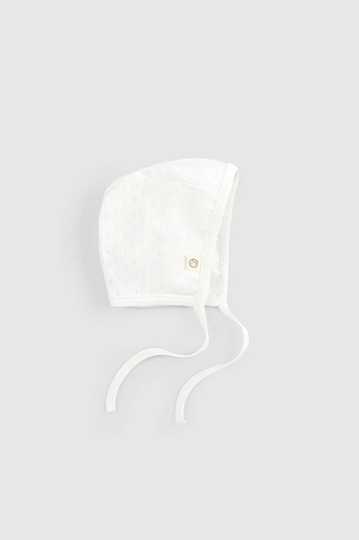 Organic Cotton Pointelle Baby Hat - White