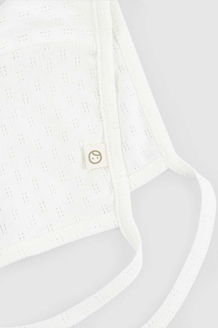Organic Cotton Pointelle Baby Hat - White
