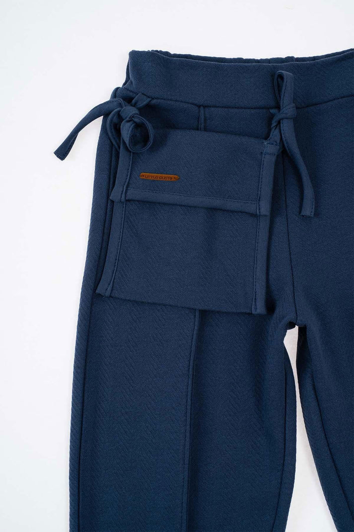 Navy Blue Organic Cotton Pants with Pocket | Eco-Friendly Fashion