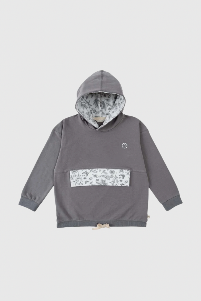 Organic Cotton Hooded Sweatshirt with Pocket - Grey