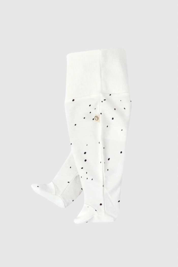Organic Cotton High Waist Footed Newborn Pant - Cosmos White