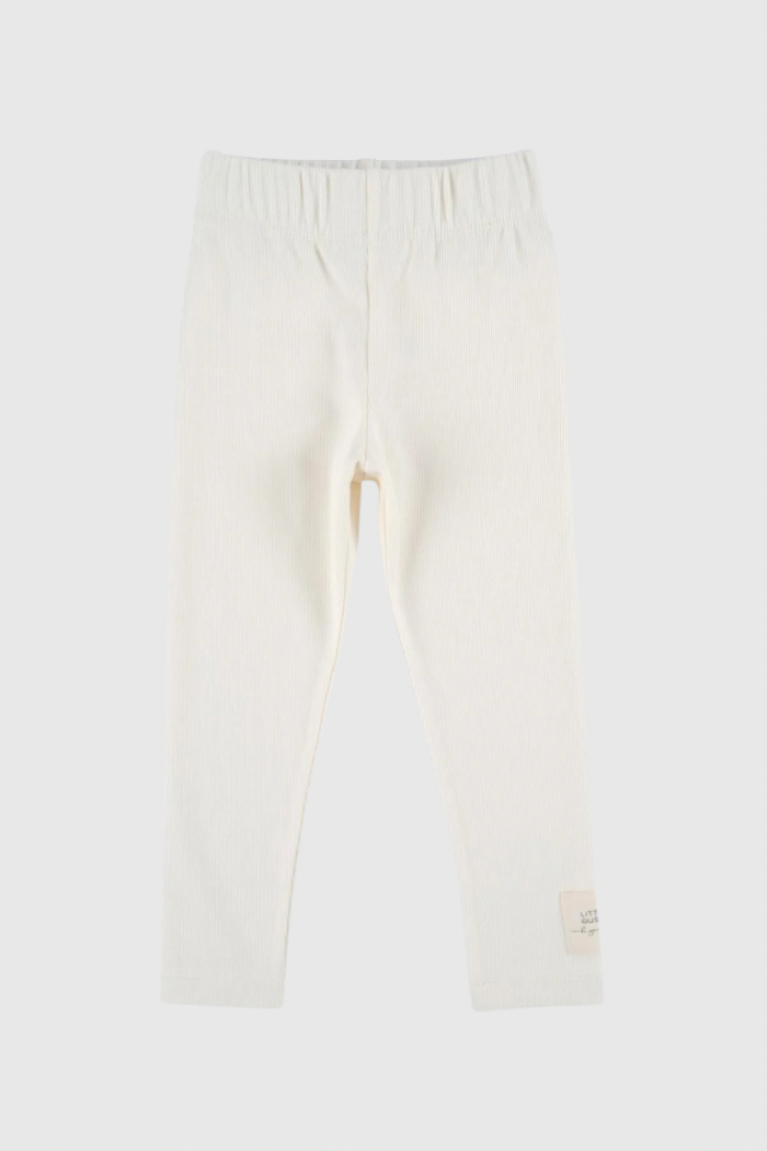 Organic Cotton Ribbed Legging - White