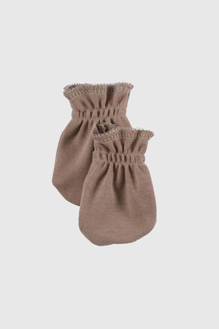 Organic Cotton Brown Newborn Gloves