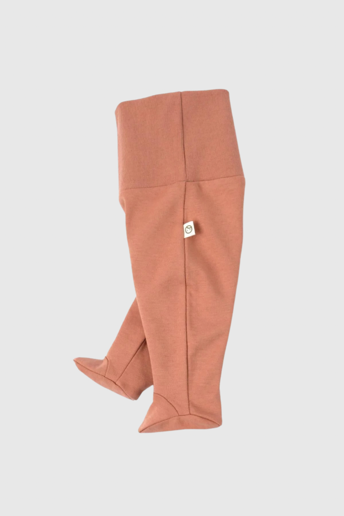 Organic Cotton High Waist Footed Newborn Pant - Pink