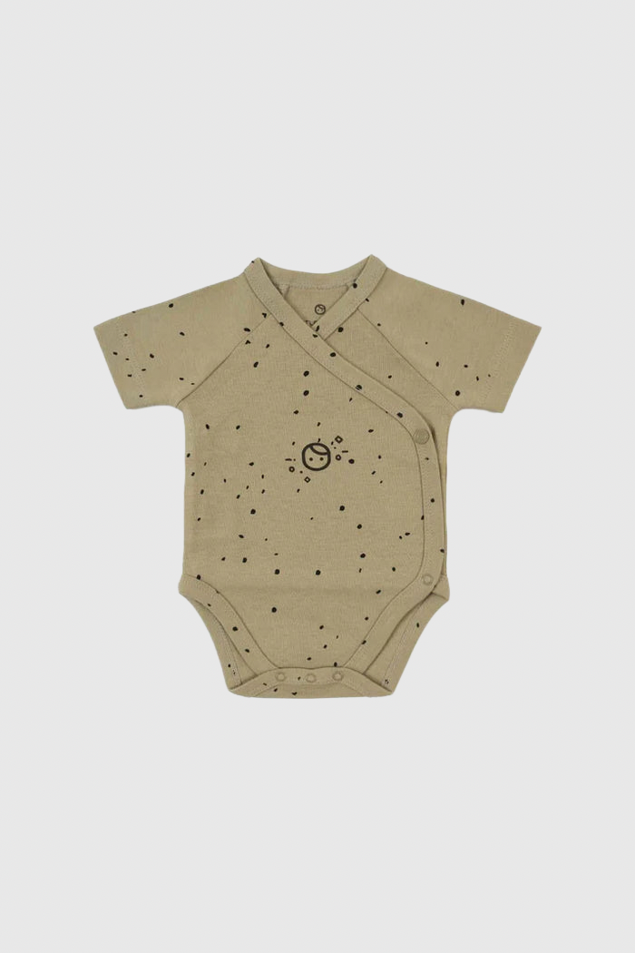 Organic Cotton Short Sleeve Bodysuit - Cosmos Khaki