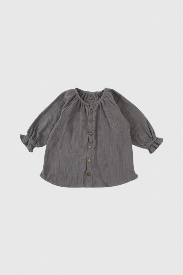 Organic Cotton Muslin Shirt - Grey
