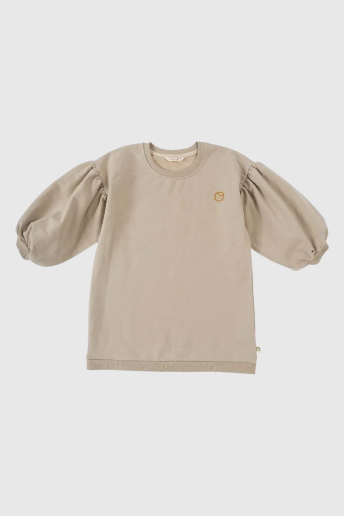 Organic Cotton Balloon Sleeve Sweatshirt - Beige