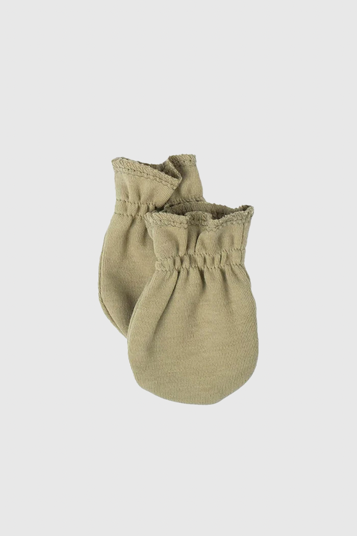 Organic Cotton Khaki Newborn Gloves