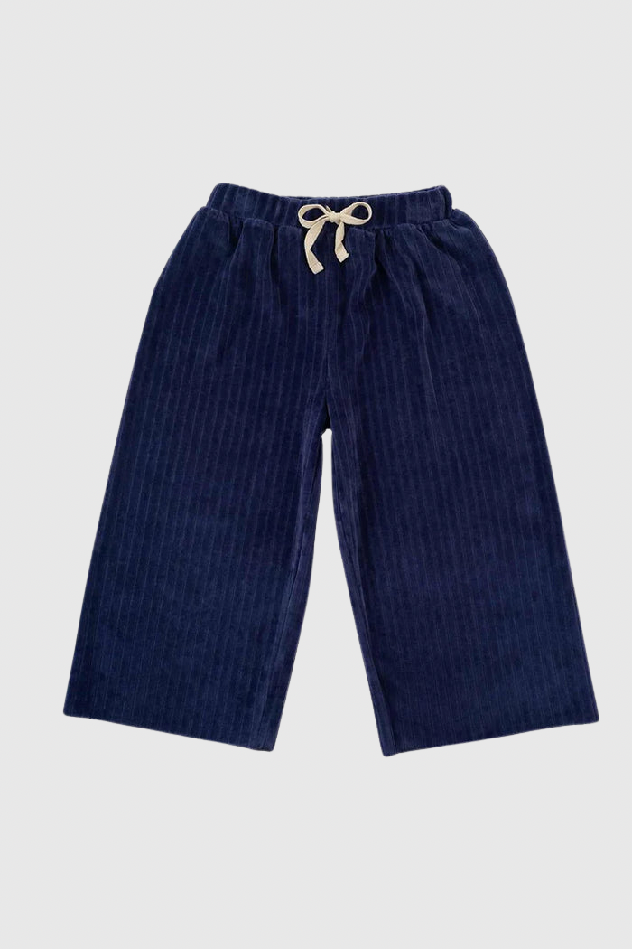 Organic Cotton Velvet Kids Pant - Navy Blue