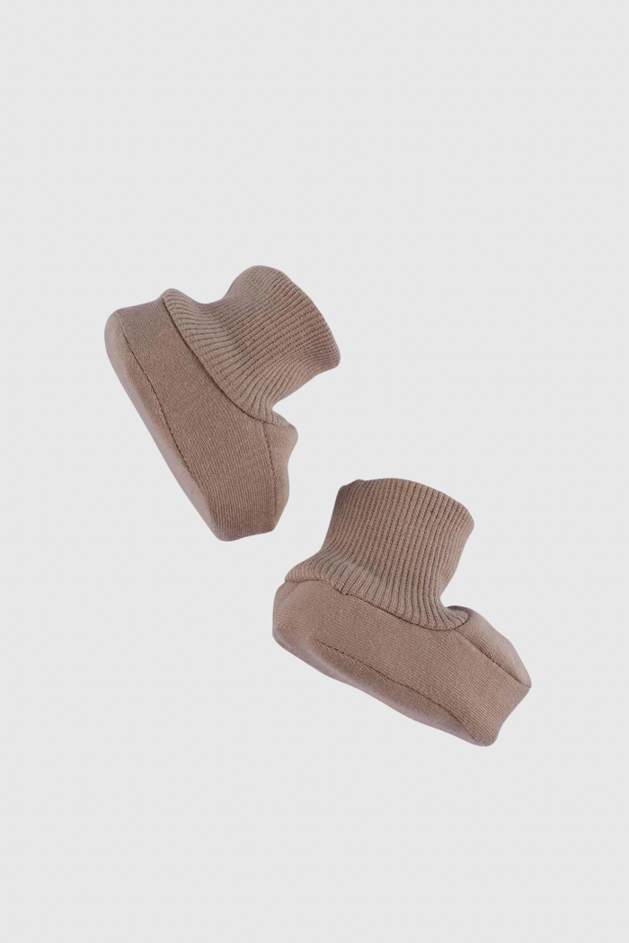 Organic Cotton Newborn Booties - Brown