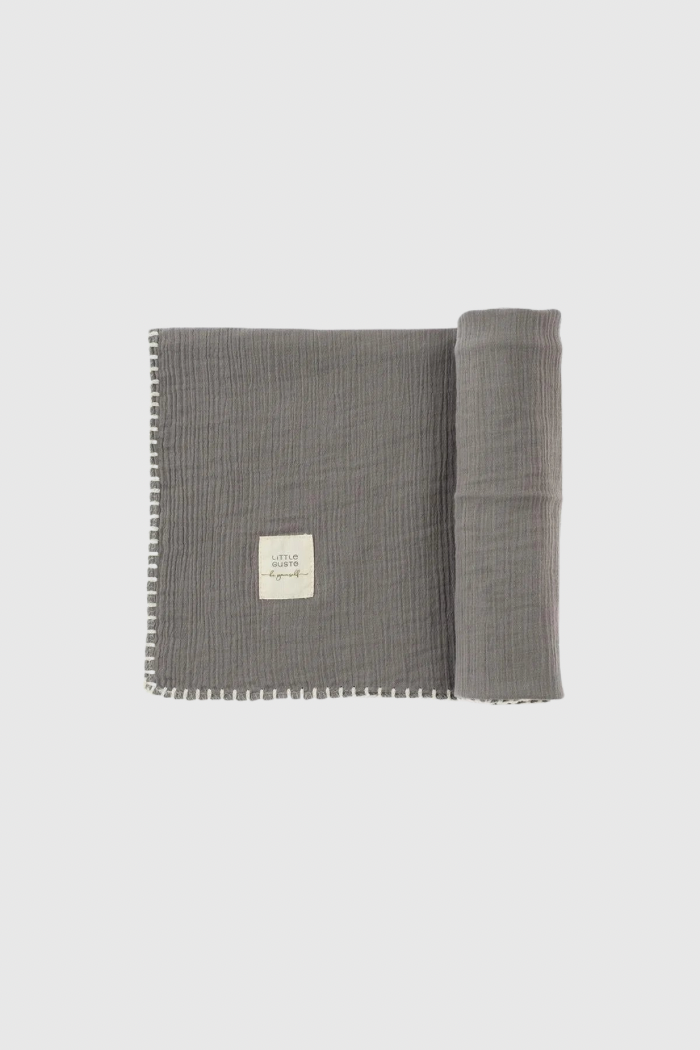Organic Cotton Muslin Swaddle 75x75 cm - Grey
