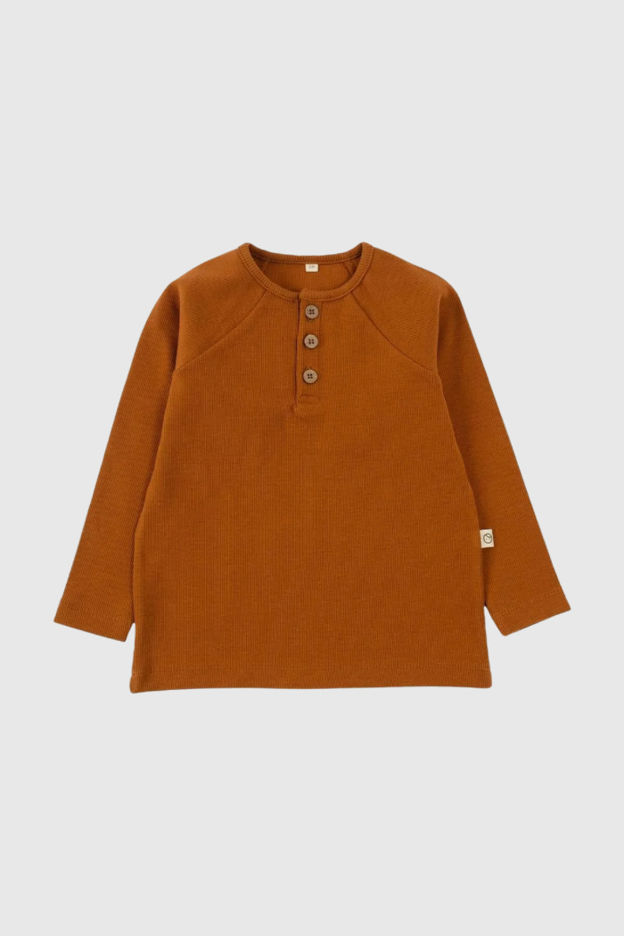 Organic Cotton Ribbed Longsleeve Sweatshirt - Copper