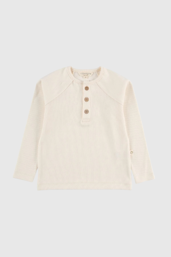 Organic Cotton Ribbed Longsleeve Sweatshirt - Beige