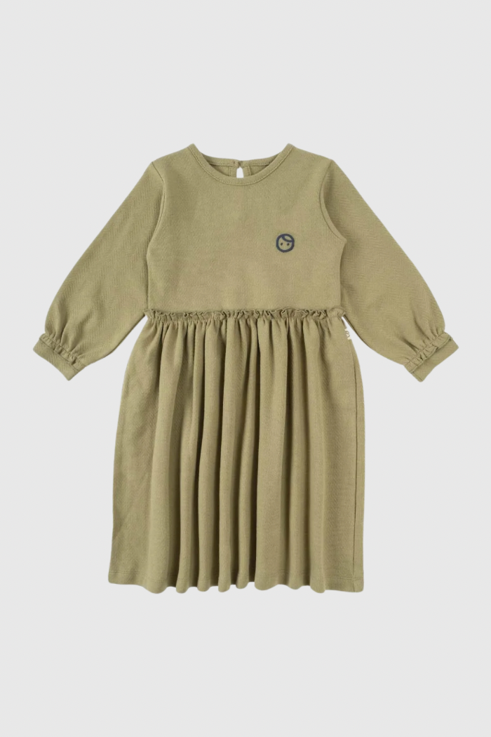 Organic Cotton Ruffle Dress - Khaki