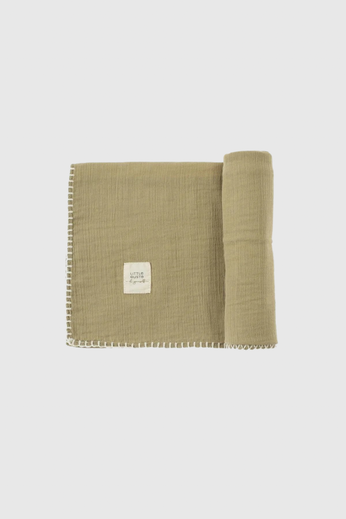 Organic Cotton Muslin Swaddle 75x75 cm - Khaki