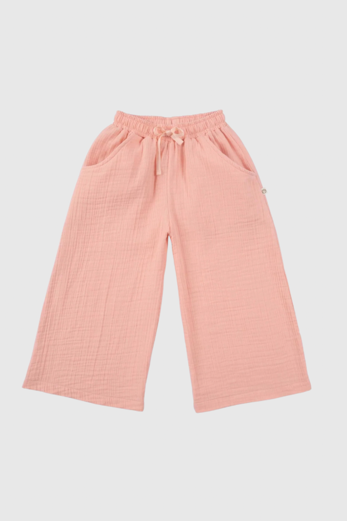 Organic Cotton Muslin Palazzo Pant - Pink