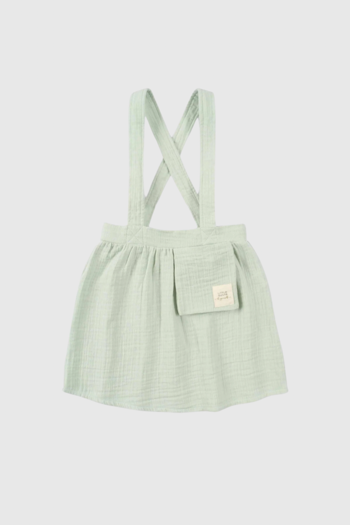 Organic Cotton Muslin Gilet Dress - Green