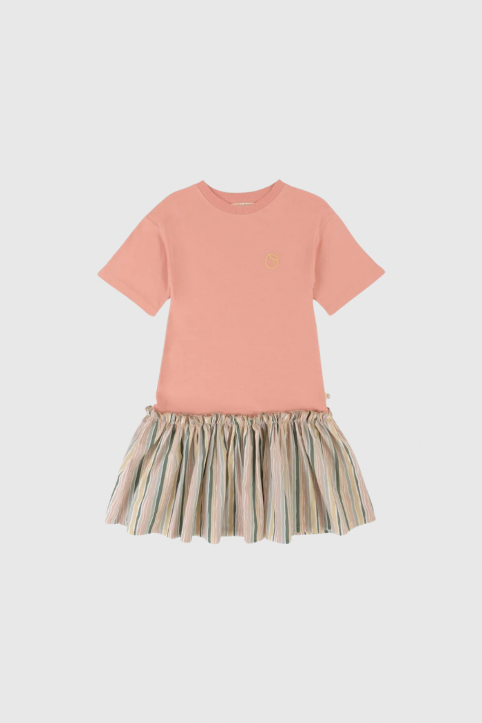 Bamboo Short Sleeve Dress with Skirt - Pink