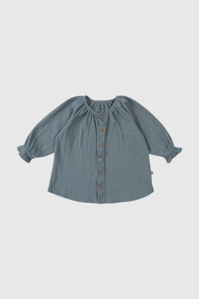 Organic Cotton Muslin Shirt - Blue