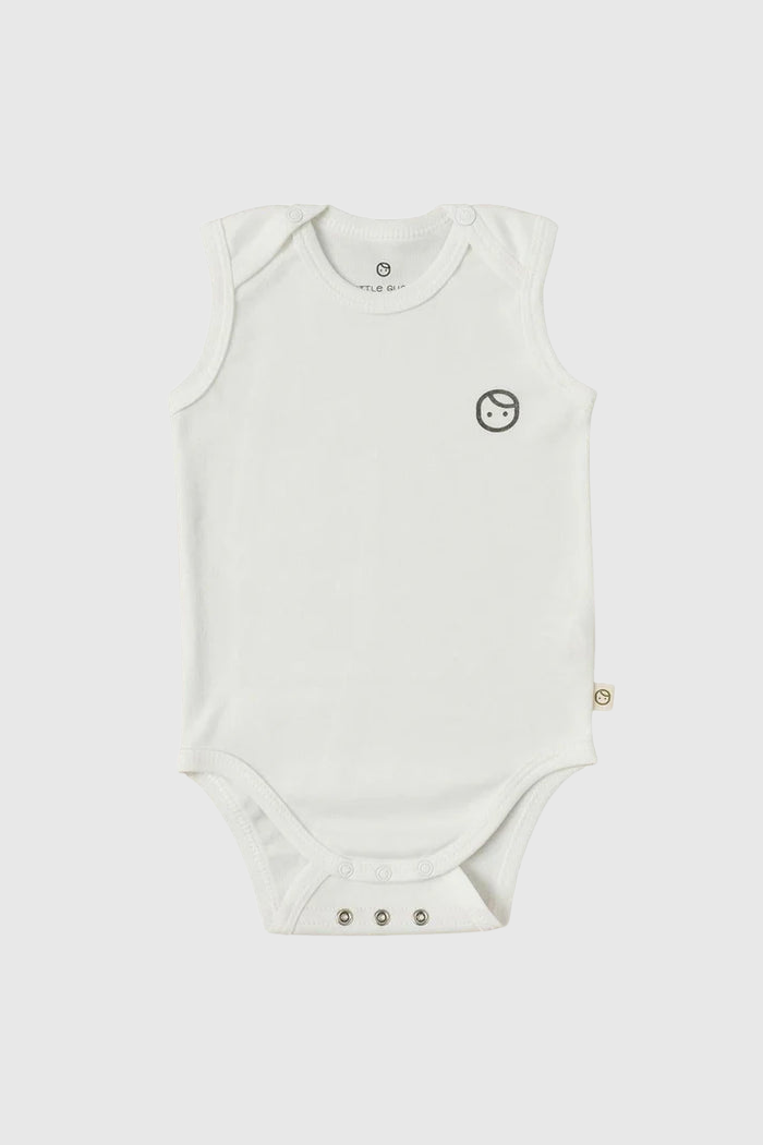 Organic Cotton Sleeveless Bodysuit - White