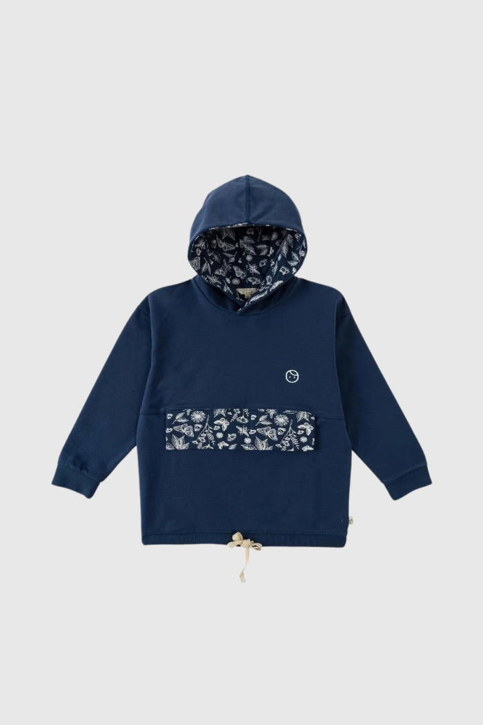 Organic Cotton Hooded Sweatshirt with Pocket - Navy blue