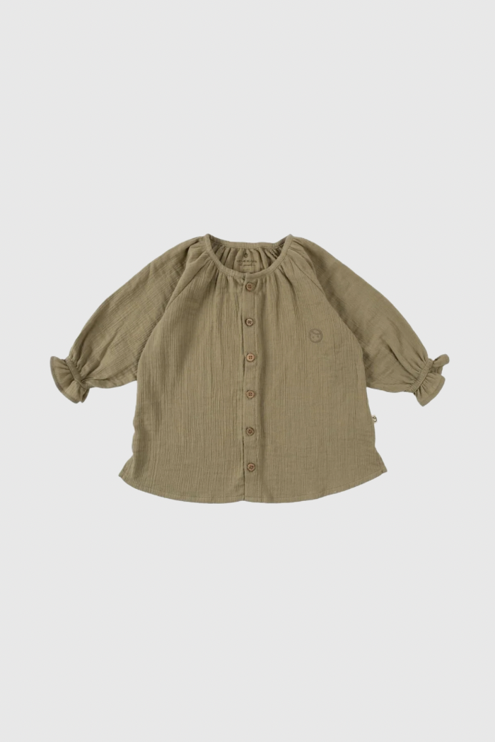 Organic Cotton Muslin Shirt - Khaki