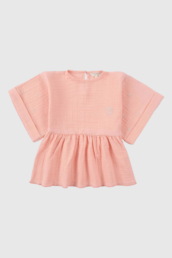 Organic Cotton Muslin Kimono Sleeve Blouse - Pink