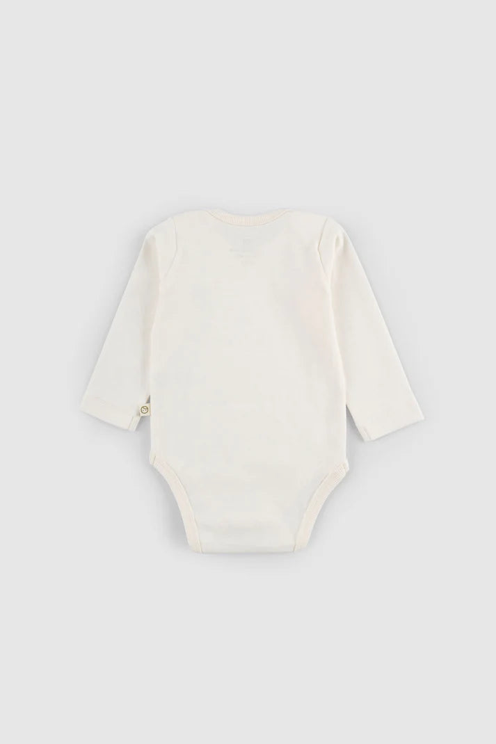 Organic Cotton Long Sleeve Bodysuit with Snaps - White | Gentle