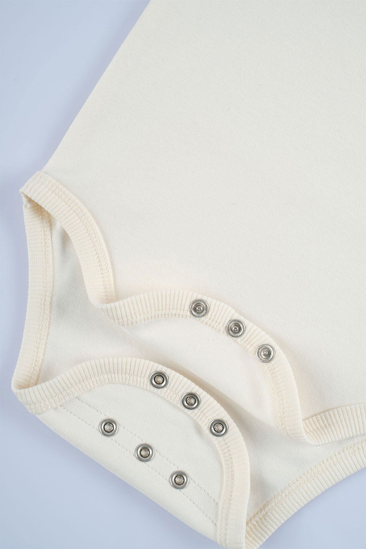 Organic Cotton Long Sleeve Bodysuit with Snaps - White | Gentle