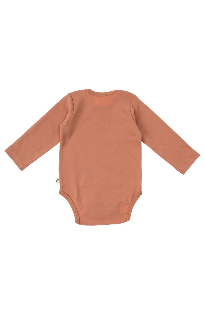 Organic Cotton Long Sleeve Bodysuit with Snap - Pink | Soft