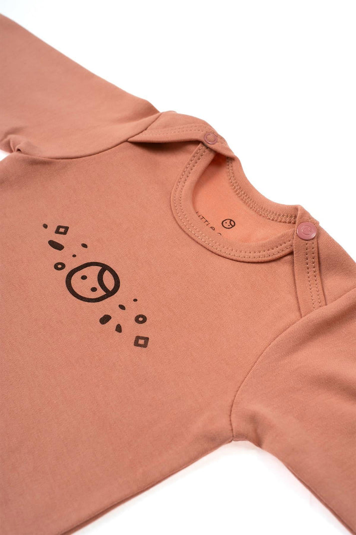 Organic Cotton Long Sleeve Bodysuit with Snap - Pink | Soft