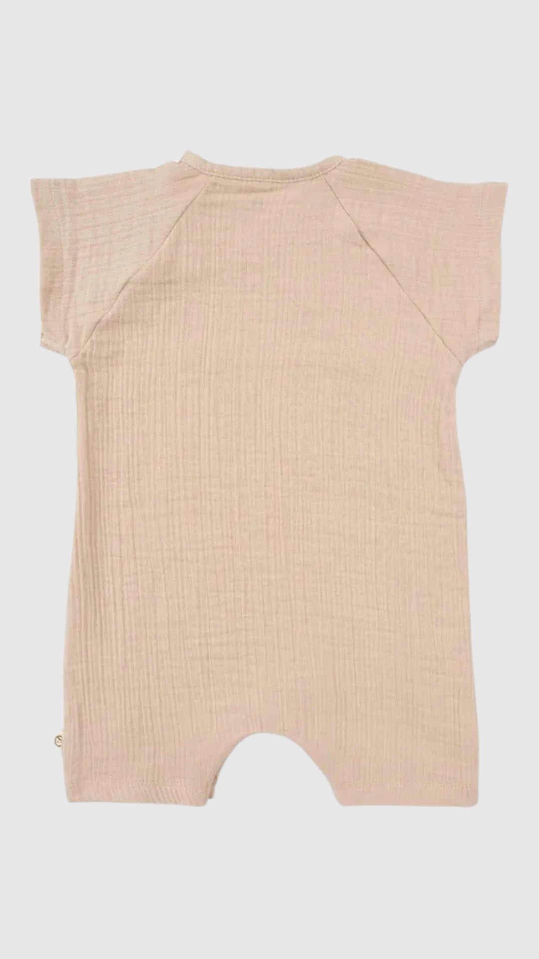 Organic Cotton Muslin Side Collared Romper - Beige