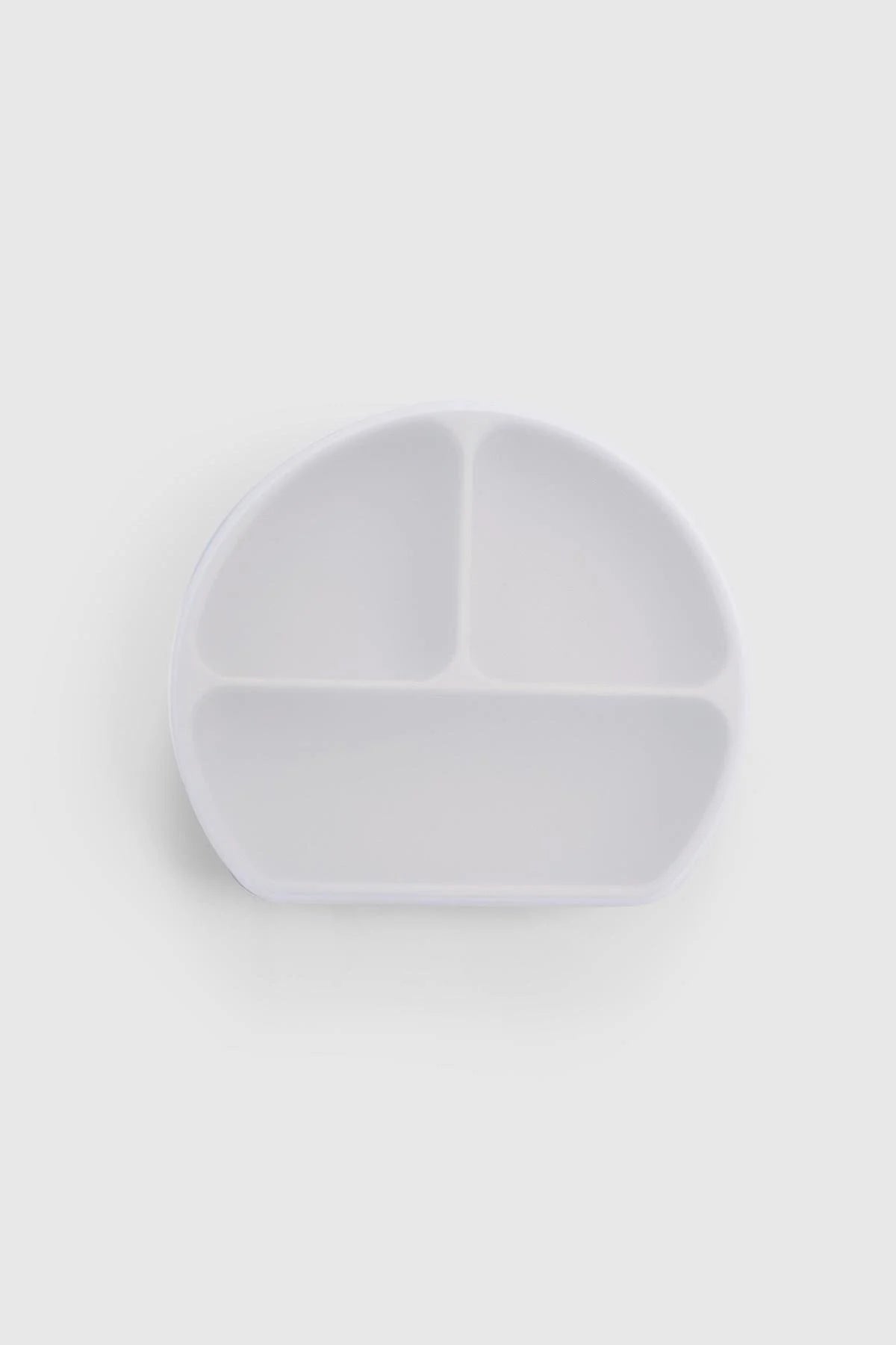 3 compartment baby feeding plate with lid in beige for organized mealtime and mess reduction.