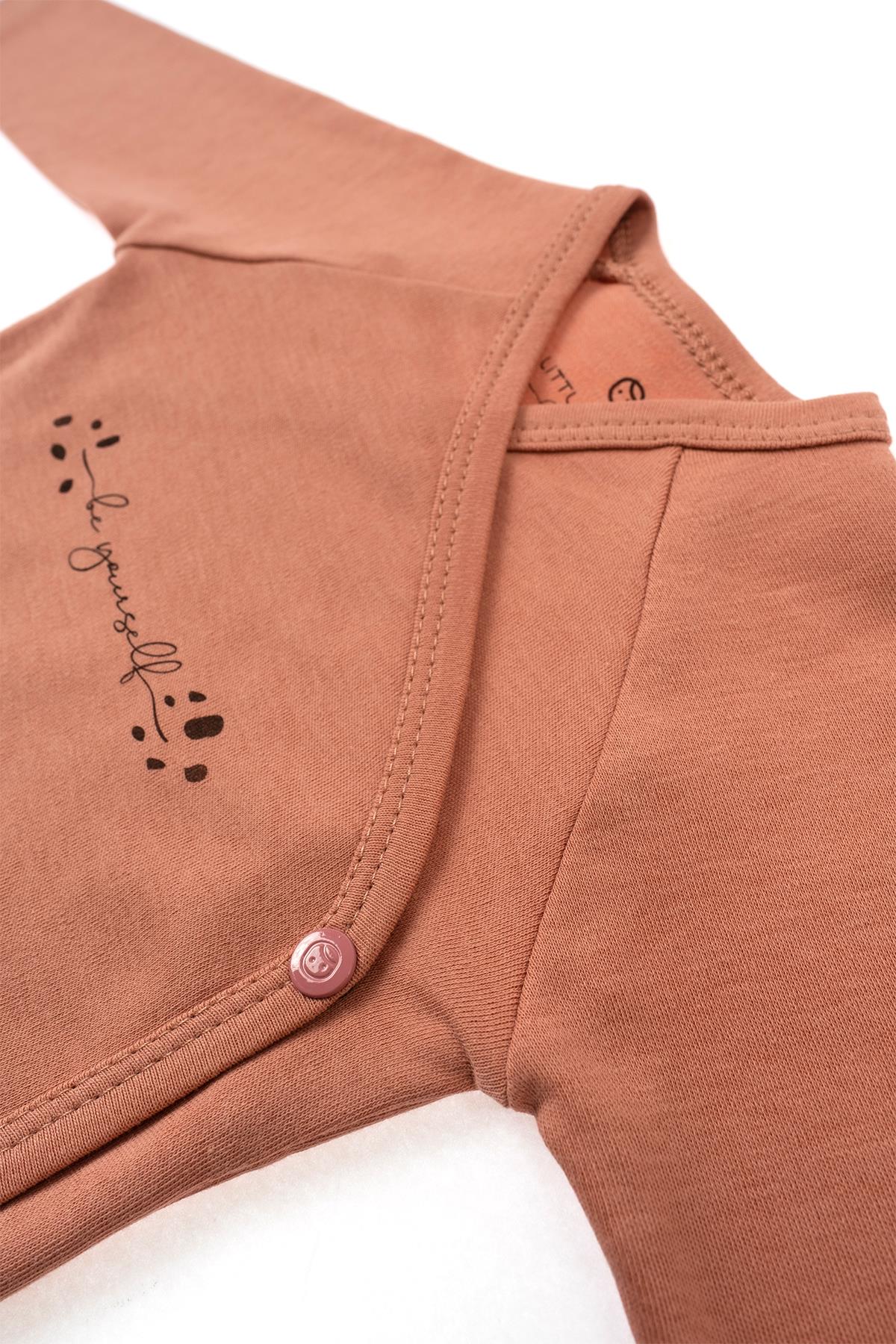 Organic Cotton Long Sleeve Side Snap Kimono-Style Bodysuit - Pink