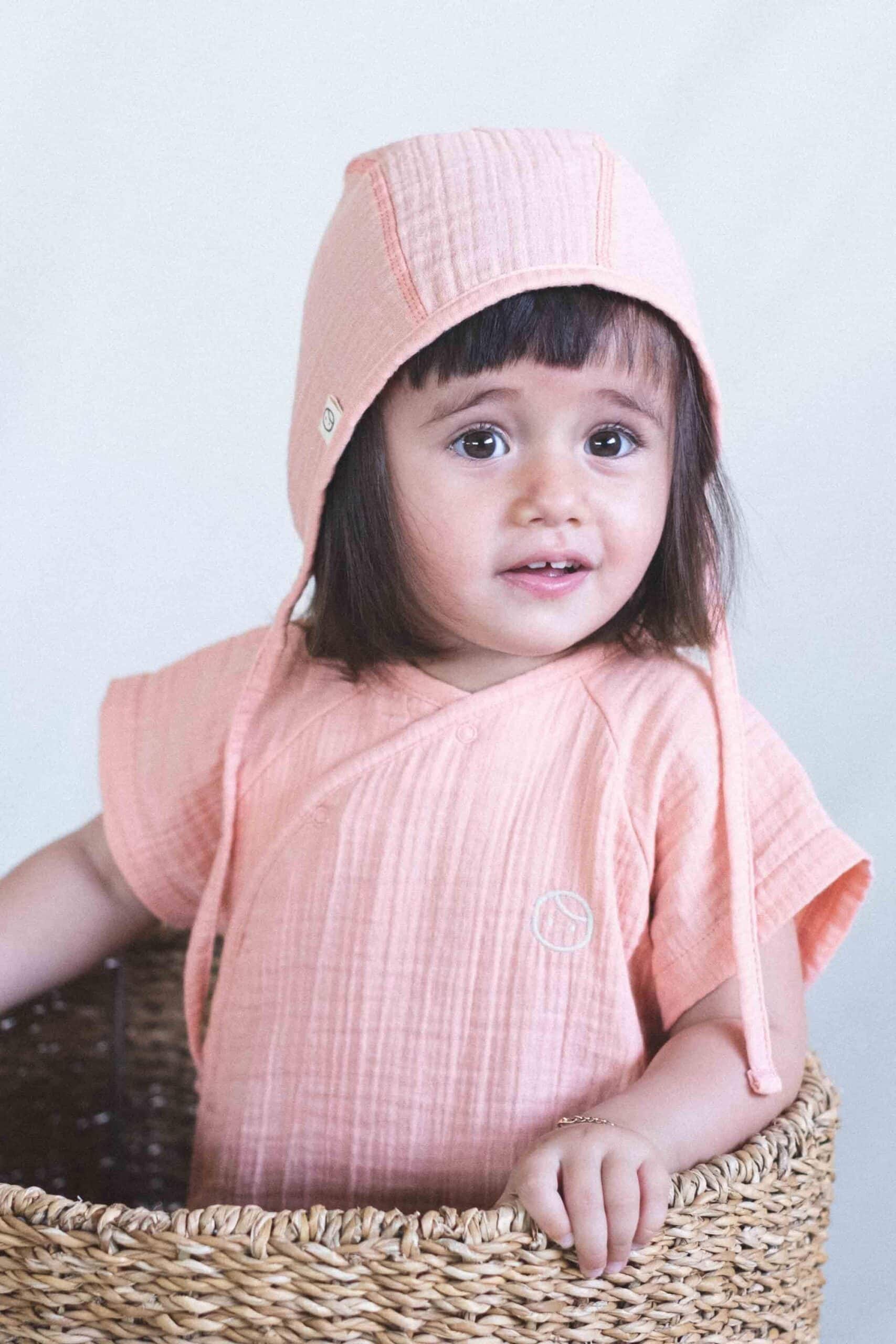 Organic Cotton Muslin British Baby Hat in Pink - Soft and Stylish