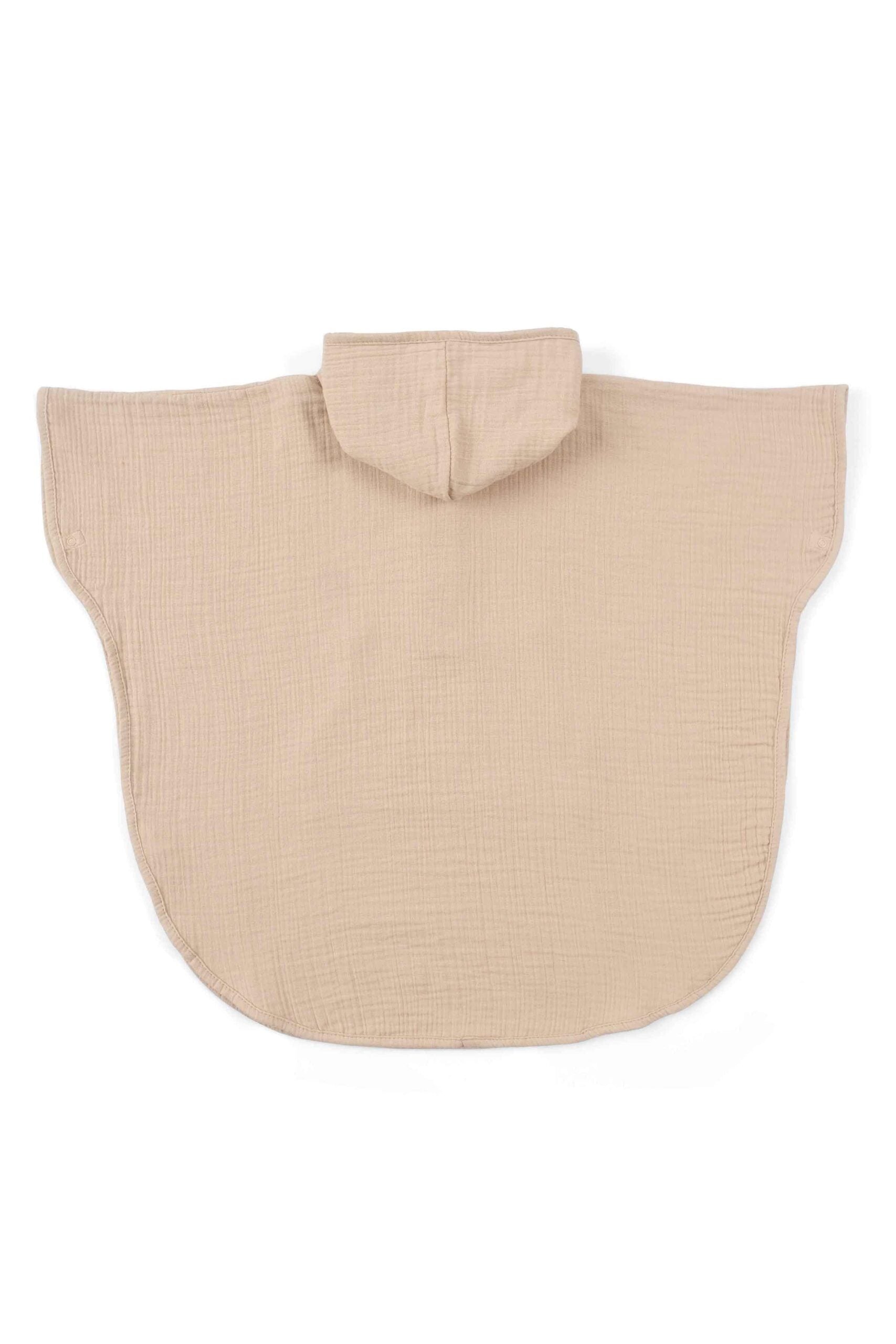 Organic Cotton Muslin Poncho in Beige - Soft and Versatile