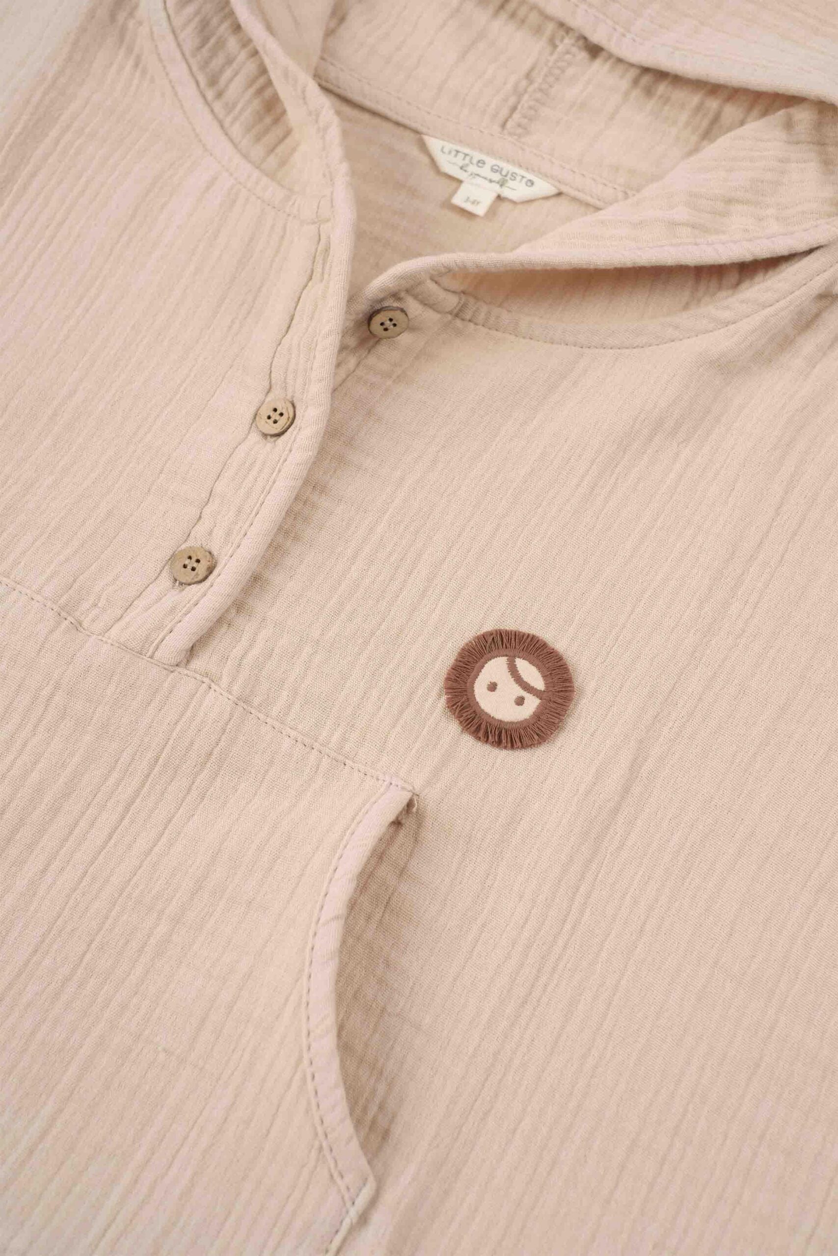 Organic Cotton Muslin Poncho in Beige - Soft and Versatile