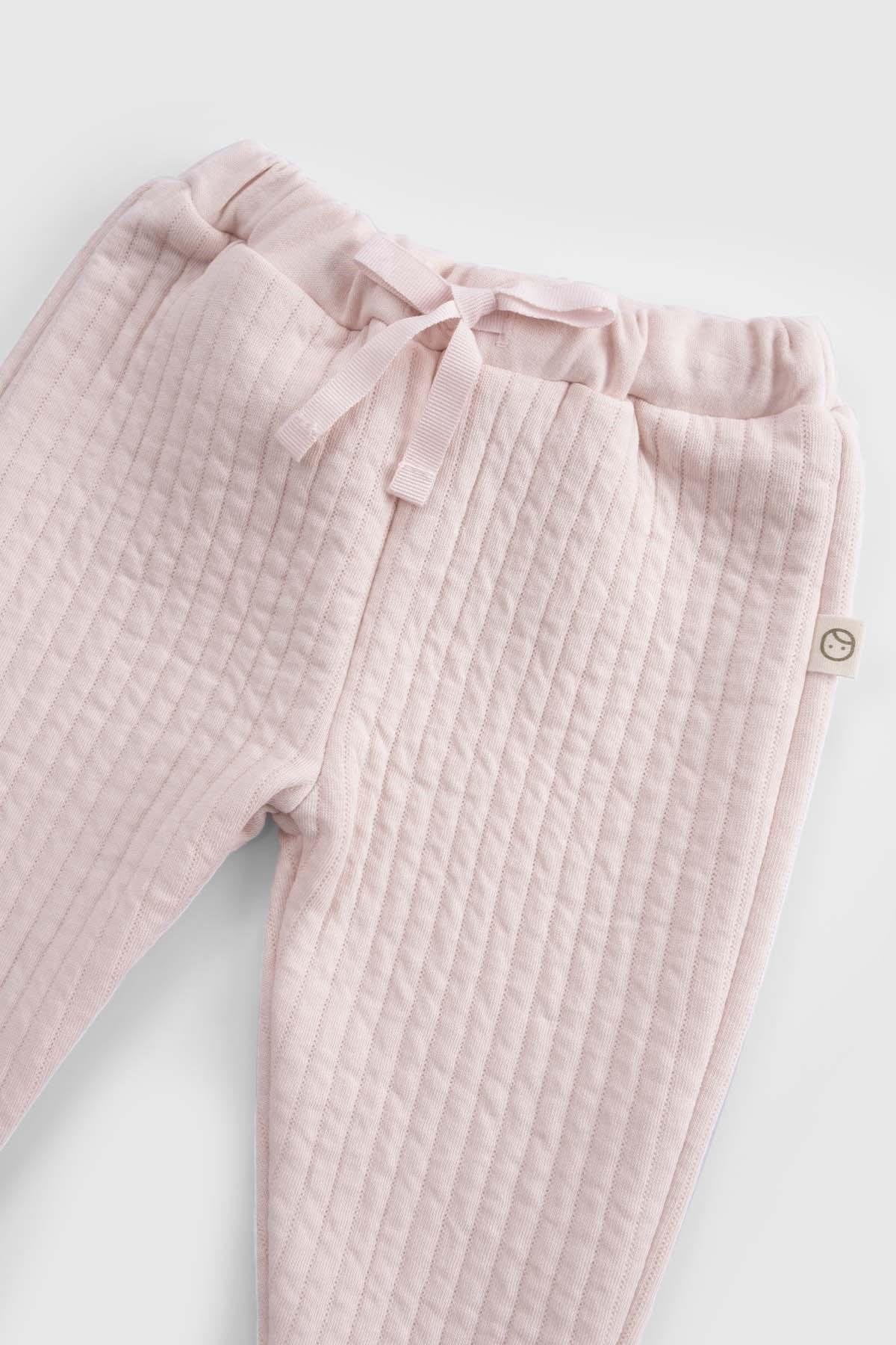 Organic Cotton Quilted Baby Tracksuit Set - Pink