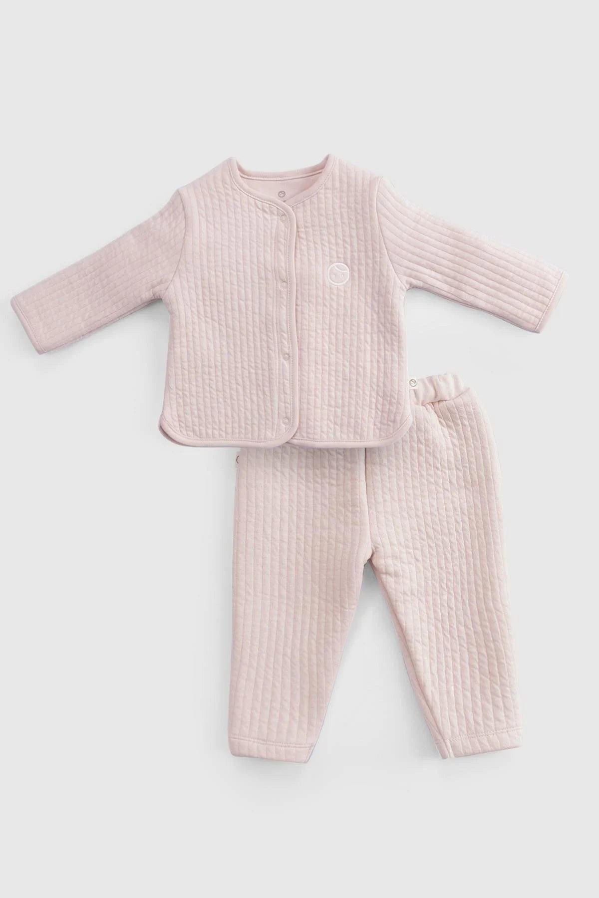 Organic Cotton Quilted Baby Tracksuit Set - Pink