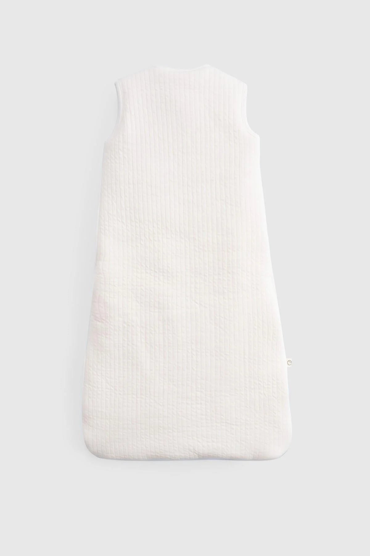 Little Gusto Organic Cotton Quilted Sleeping Bag in white, sleeveless design for a comfy and safe baby sleep.