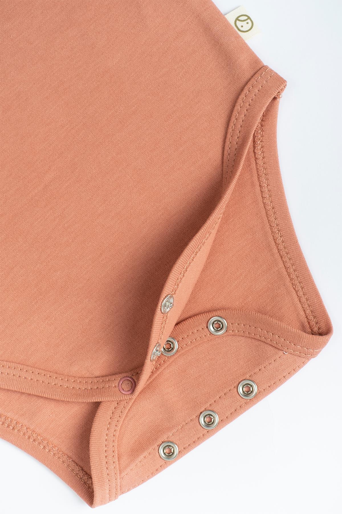 Pink Organic Cotton Sleeveless Bodysuit with Gusto Print - Soft & Cute