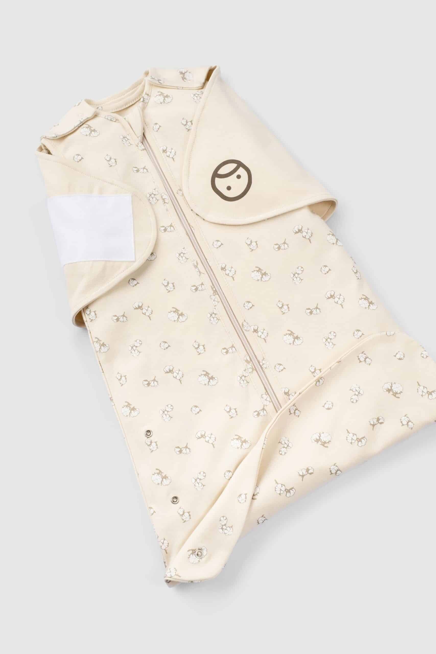 Organic Cotton Swaddle Sleeping Bag with Cotton Pattern - Soft & Cozy