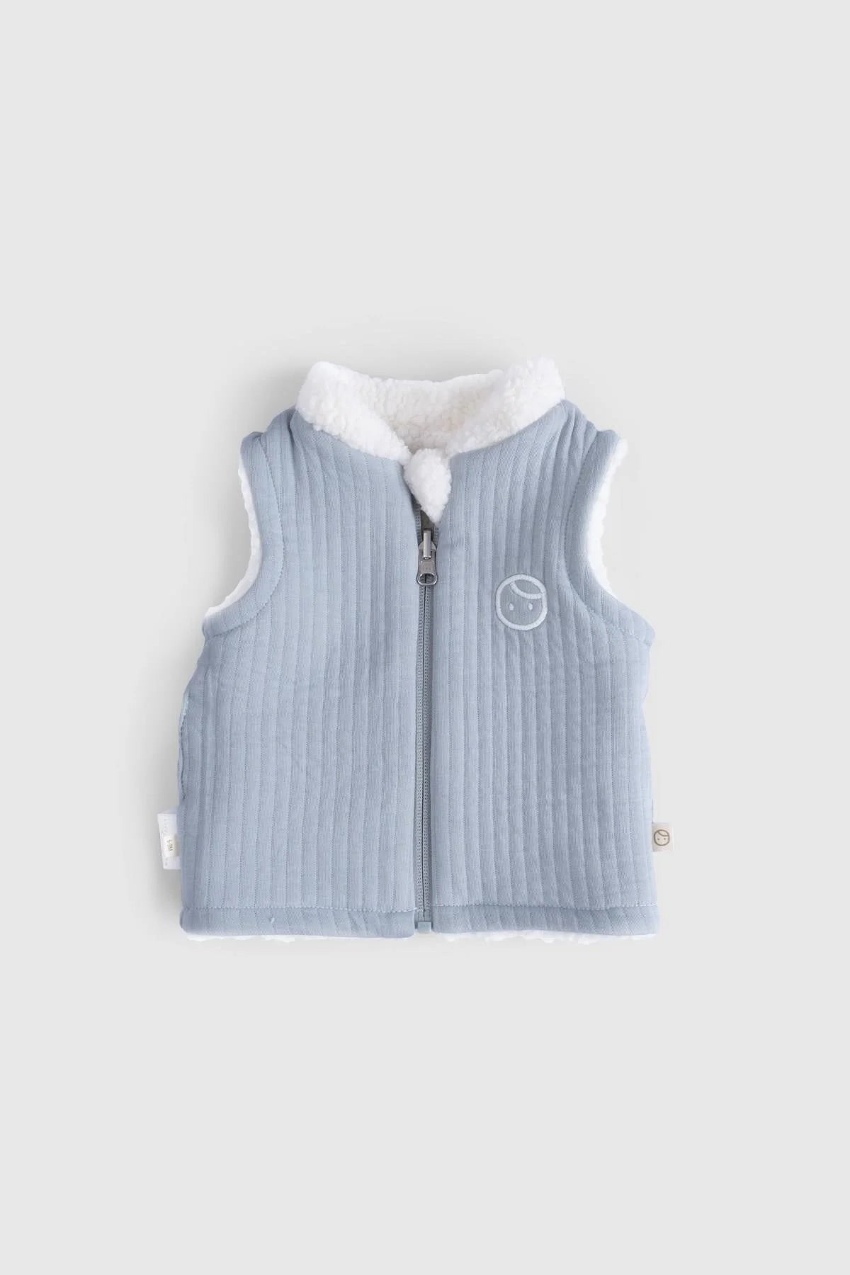 Organic Cotton Wellsoft Double Sided Baby Vest - Blue
