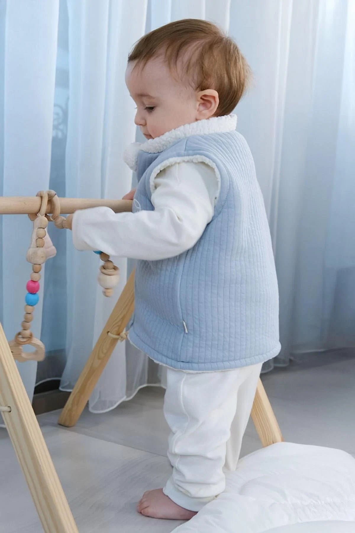 Organic Cotton Wellsoft Double Sided Baby Vest - Blue