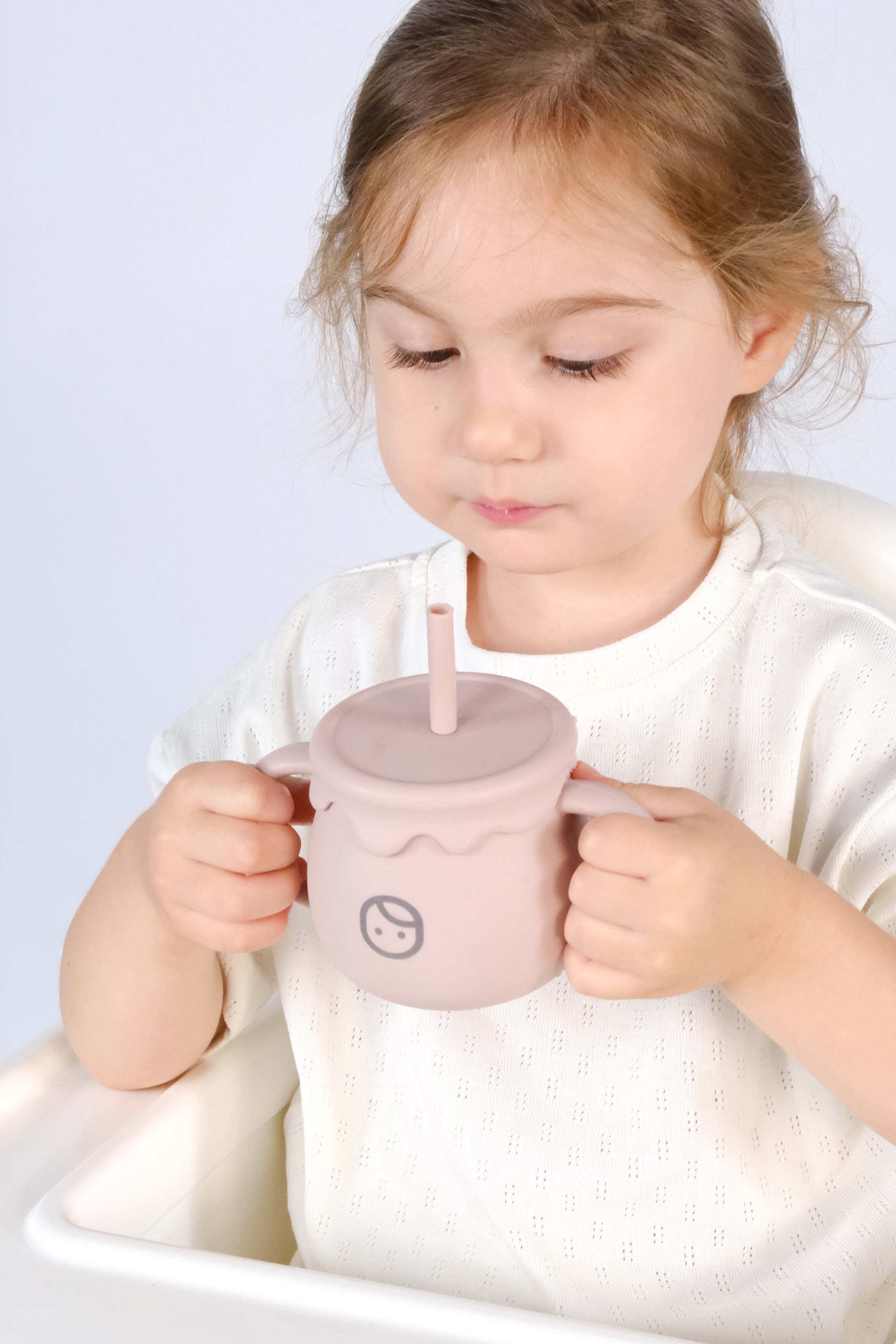 Silicone Straw & Snack Cup - Pink