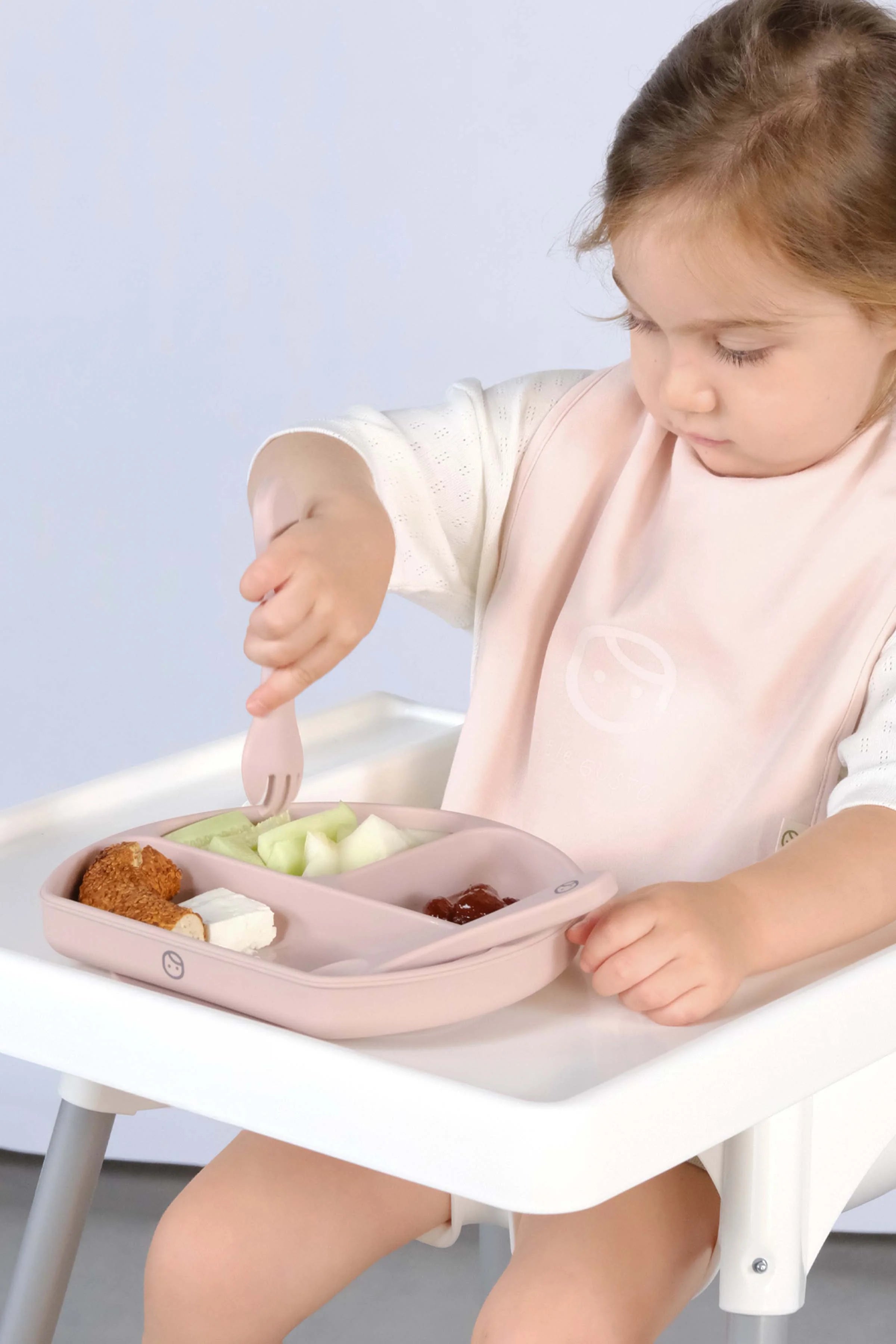 3 Compartment Baby Feeding Plate with Lid - Pink